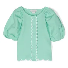 Рубашка из смесового льна с фестонами