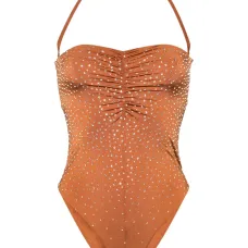 Купальник с открытой спиной и кристаллами