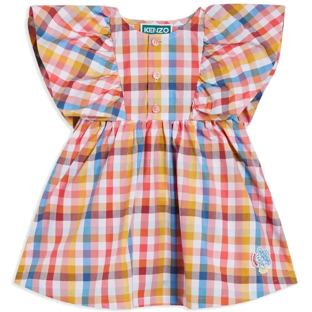 Клетчатое платье с оборками