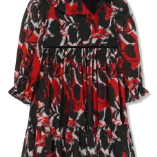 Платье с цветочным принтом и складками