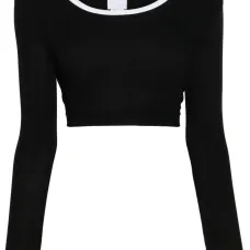 Укороченный топ в рубчик с логотипом Укороченный топ в рубчик с логотипом