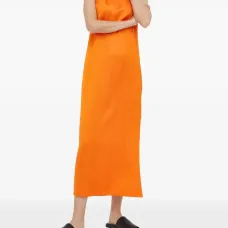 Платье миди без рукавов с разрезом