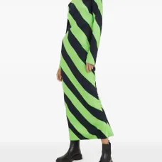 Полосатое платье макси с длинными рукавами