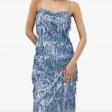 Платье мини с бахромой из пайеток