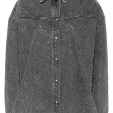 Джинсовая рубашка со стразами