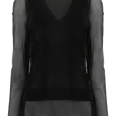 многослойный топ с высоким воротником