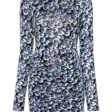 Атласное платье мини с цветочным принтом