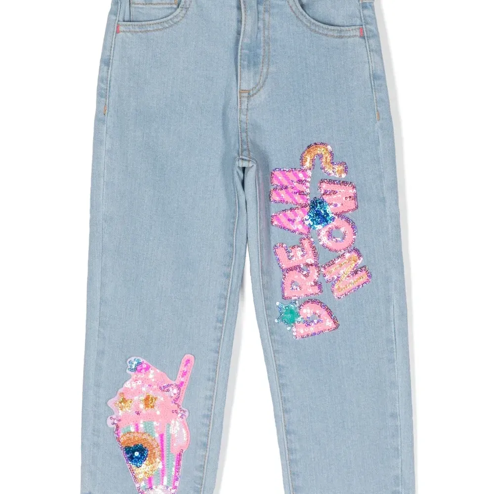 Прямые джинсы с пайетками