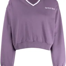 Толстовка с V-образным вырезом и вышитым логотипом Толстовка с V-образным вырезом и вышитым логотипом