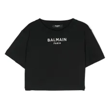 Укороченная футболка с вышитым логотипом