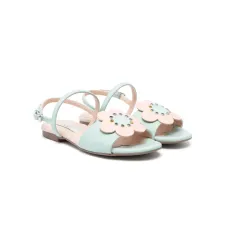 Сандалии из искусственной кожи с цветочным аппликацией