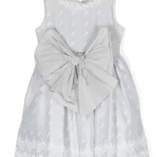 Платье с отделкой в технике кроше и бантом