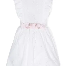 Платье с английской вышивкой и брошью