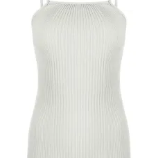 Топ в рубчик с вырезом халтер