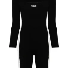 Комбинезон в рубчик с вышитым логотипом