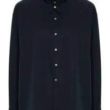 Поплиновая рубашка с высоким воротником