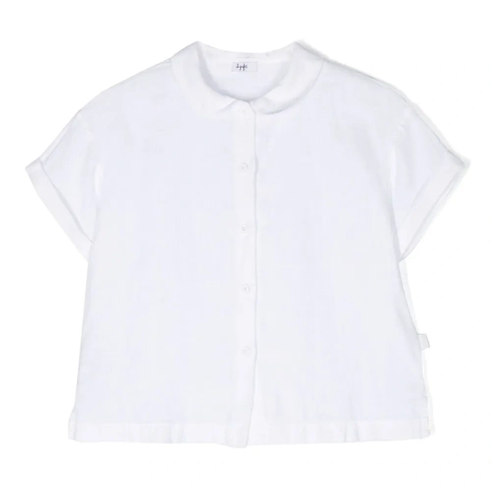 Льняная рубашка с короткими рукавами