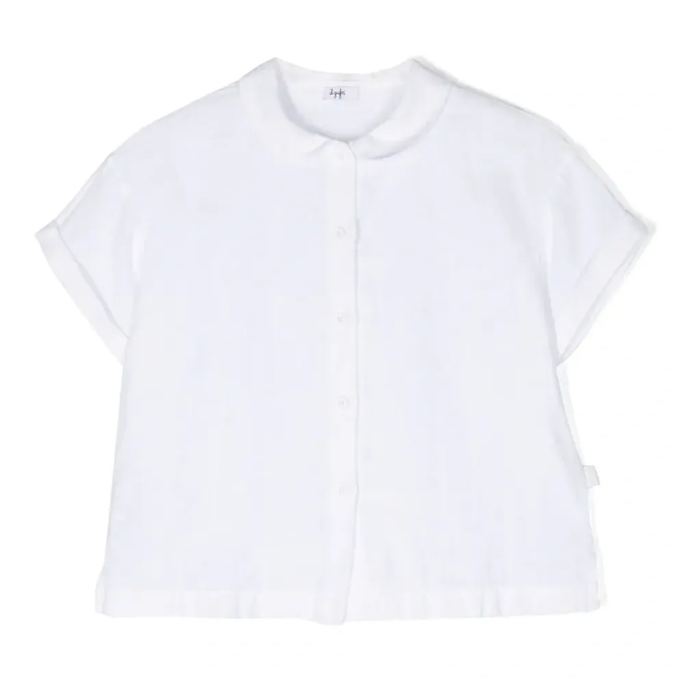 Льняная рубашка с короткими рукавами