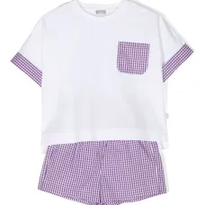 Комплект из топа и шортов в клетку гингем