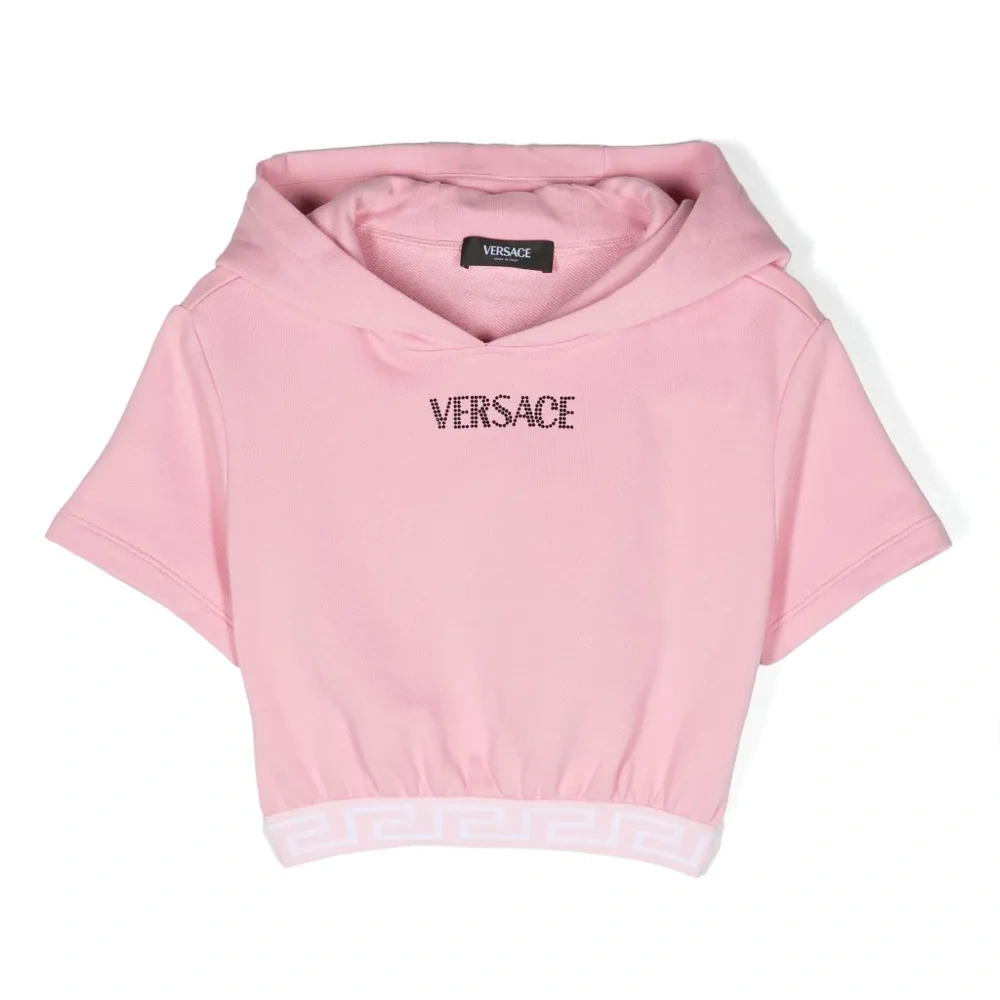 Укороченное худи с декорированным логотипом