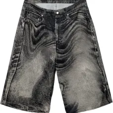 Джинсовые шорты с абстрактным принтом