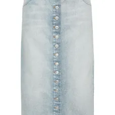 Джинсовая юбка миди с металлическим декором