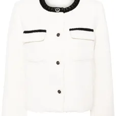 Твидовый жакет с контрастной отделкой