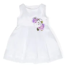 Многослойное платье с цветочной аппликацией