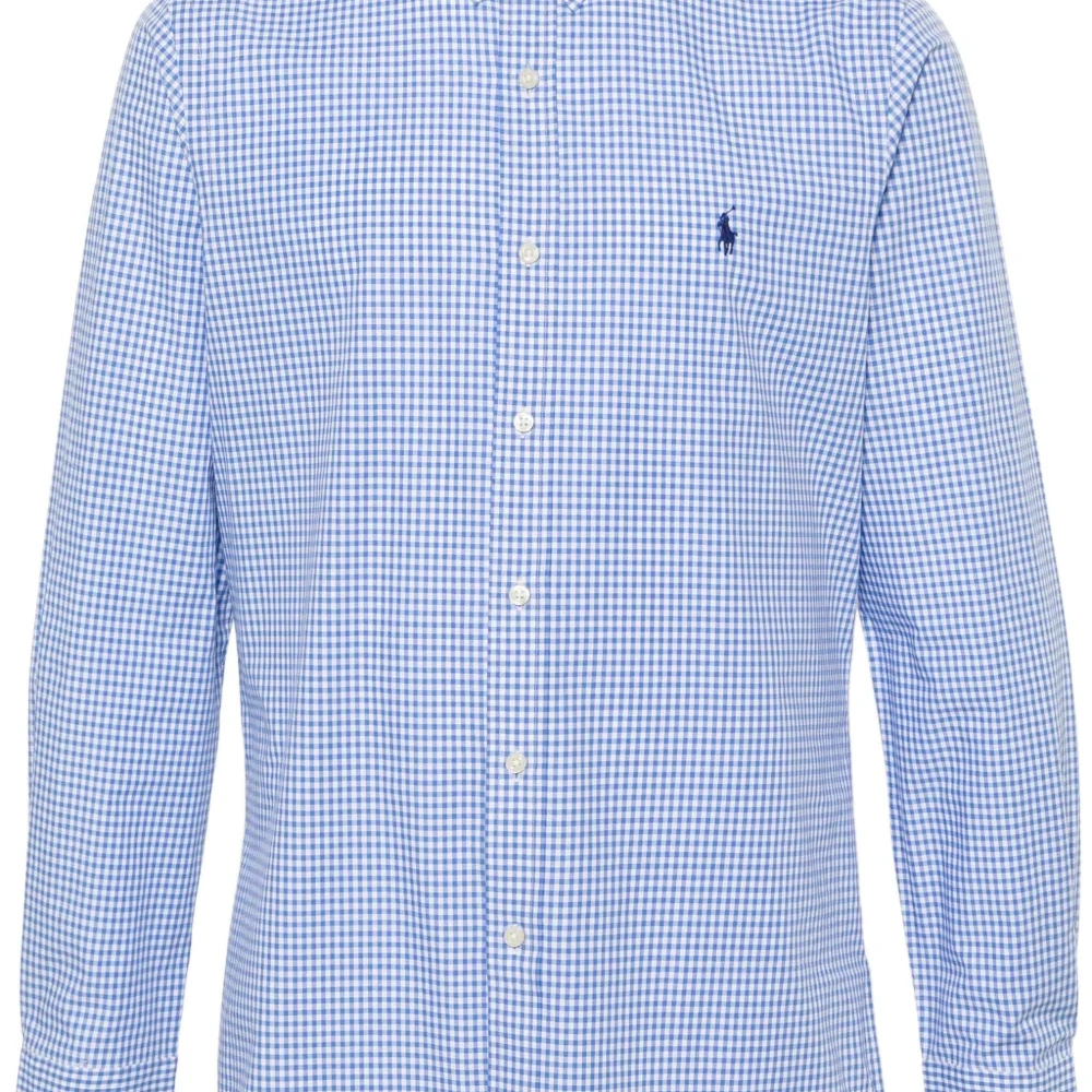 Рубашка в клетку гингем с длинными рукавами