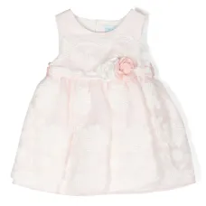 Платье с поясом и цветочной аппликацией Платье с поясом и цветочной аппликацией