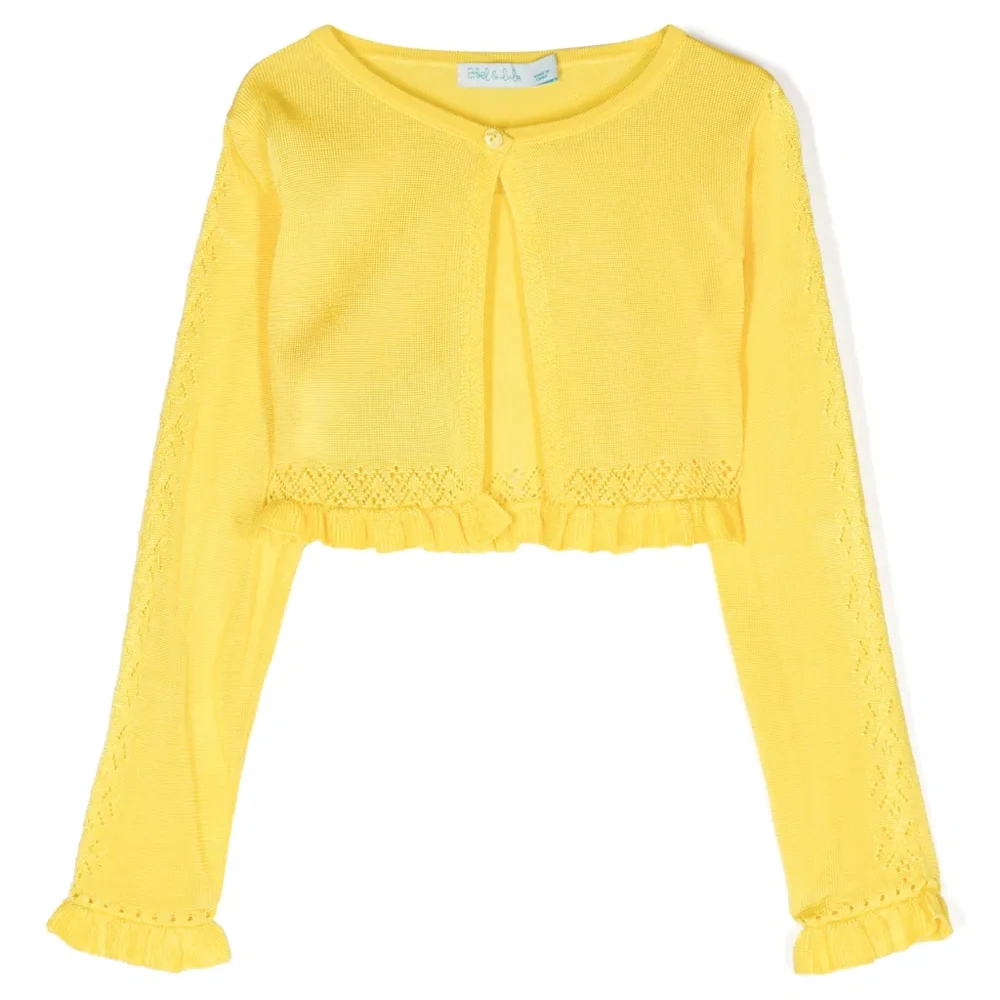 Укороченный кардиган ажурной вязки