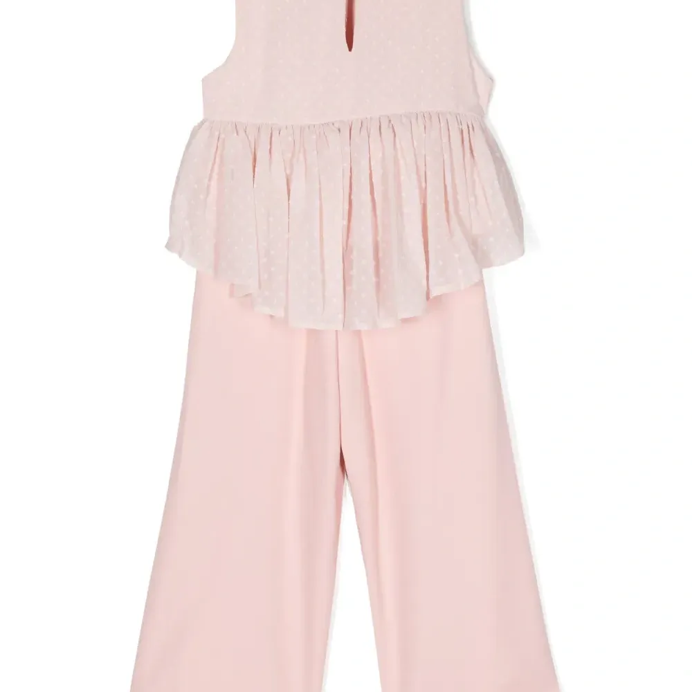 Комплект из топа и брюк с вышивкой в горох