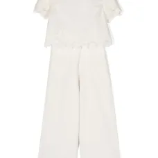 Комплект из топа и брюк с вышивкой в горох Комплект из топа и брюк с вышивкой в горох