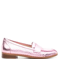 Лоферы с тиснением под кожу змеи