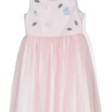 Расклешенное платье с цветочной аппликацией