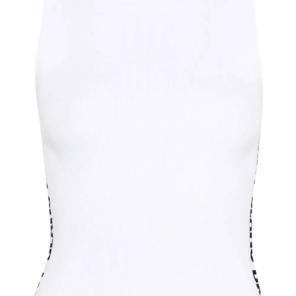 Топ в рубчик с жаккардовым логотипом Топ в рубчик с жаккардовым логотипом