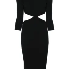 Платье миди в рубчик с вырезами