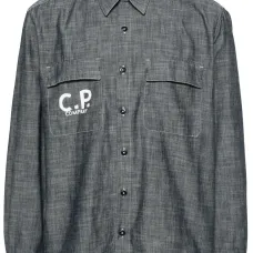 Рубашка из ткани шамбре с логотипом