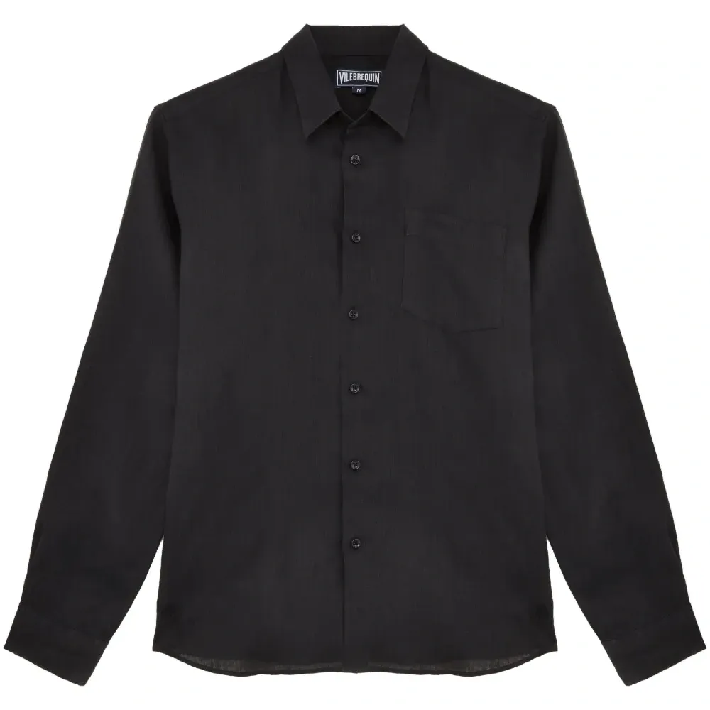 Льняная рубашка с длинными рукавами