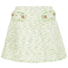 Мини-юбка из ткани букле с бахромой