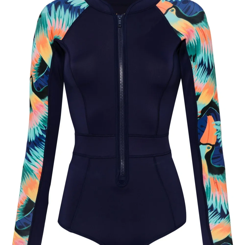 Купальник с длинными рукавами и принтом