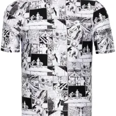 Футболка с воротником-воронкой и принтом