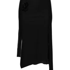 Юбка миди асимметричного кроя с цветочной аппликацией