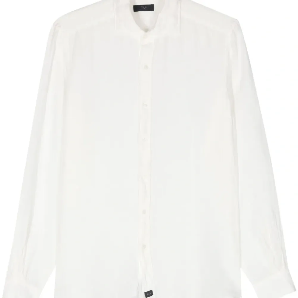 Льняная рубашка с длинными рукавами