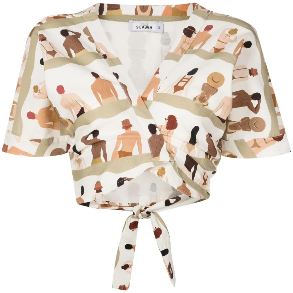 Рубашка с запахом и принтом