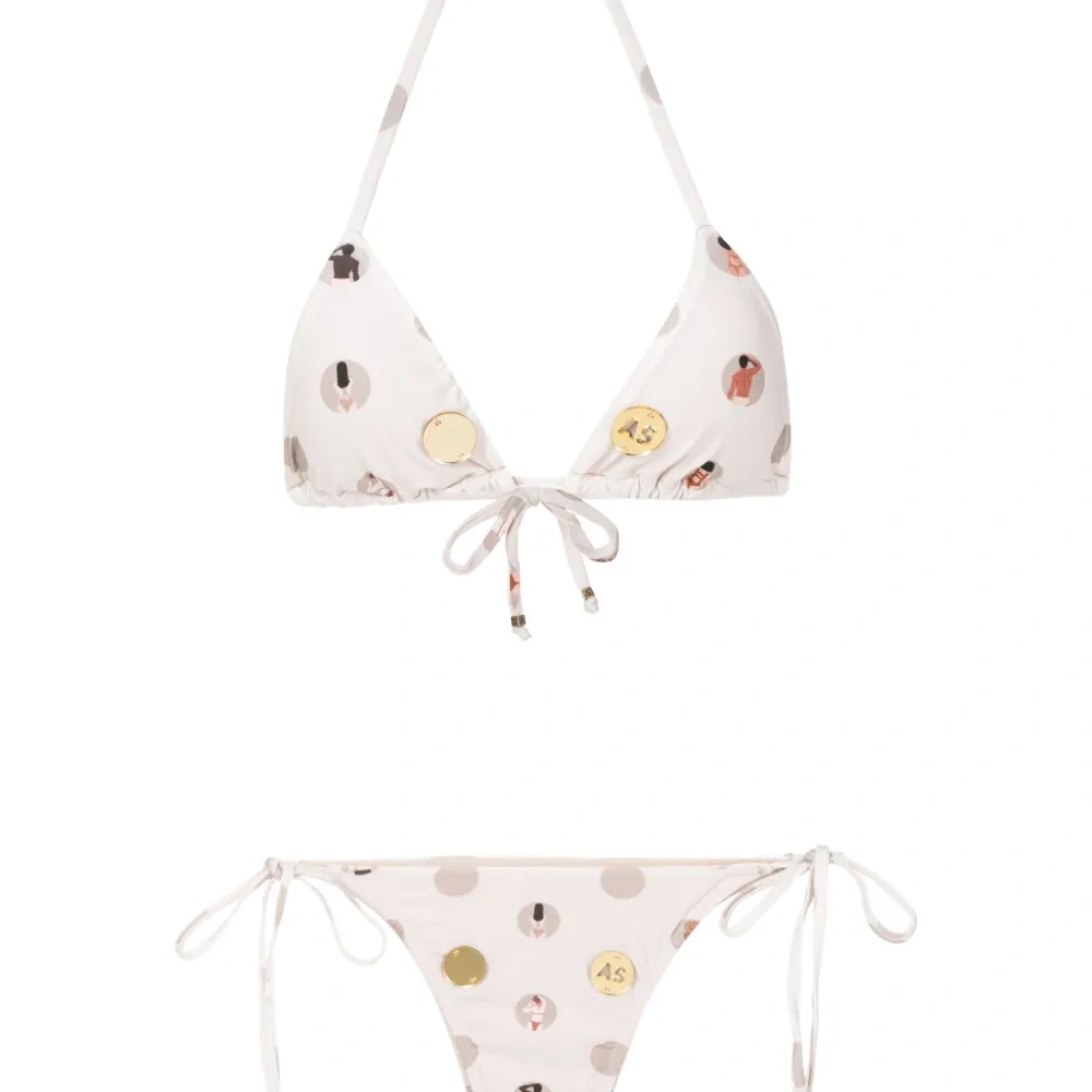 Бикини с вырезом халтер и графичным принтом