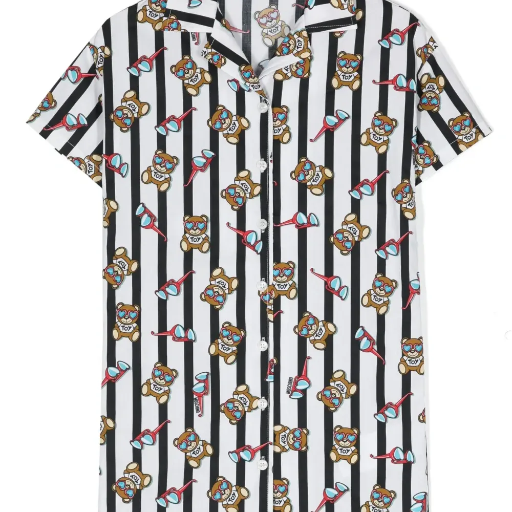 Полосатое платье с принтом Teddy Bear