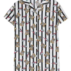 Полосатое платье с принтом Teddy Bear