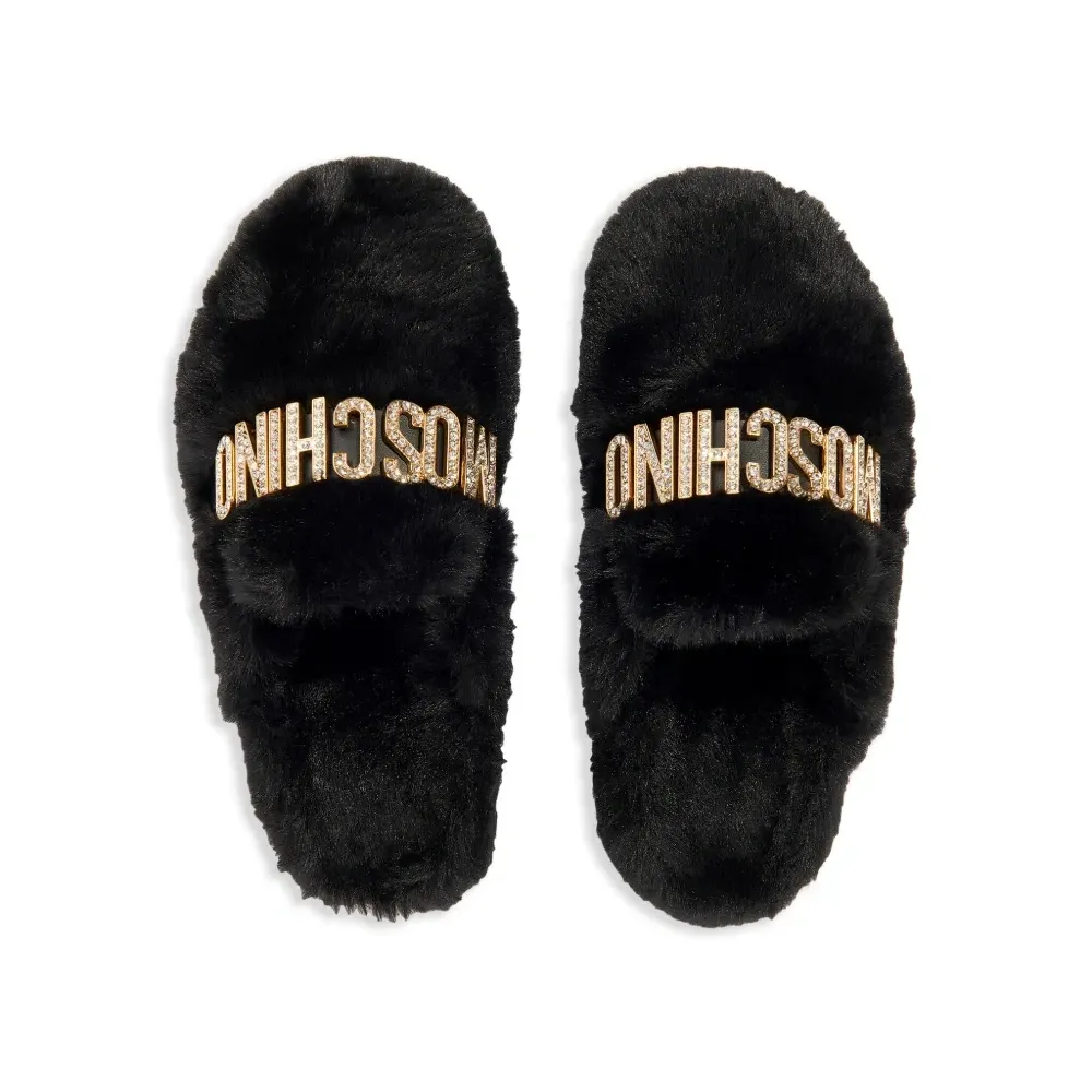 Слиперы из искусственного меха с логотипом