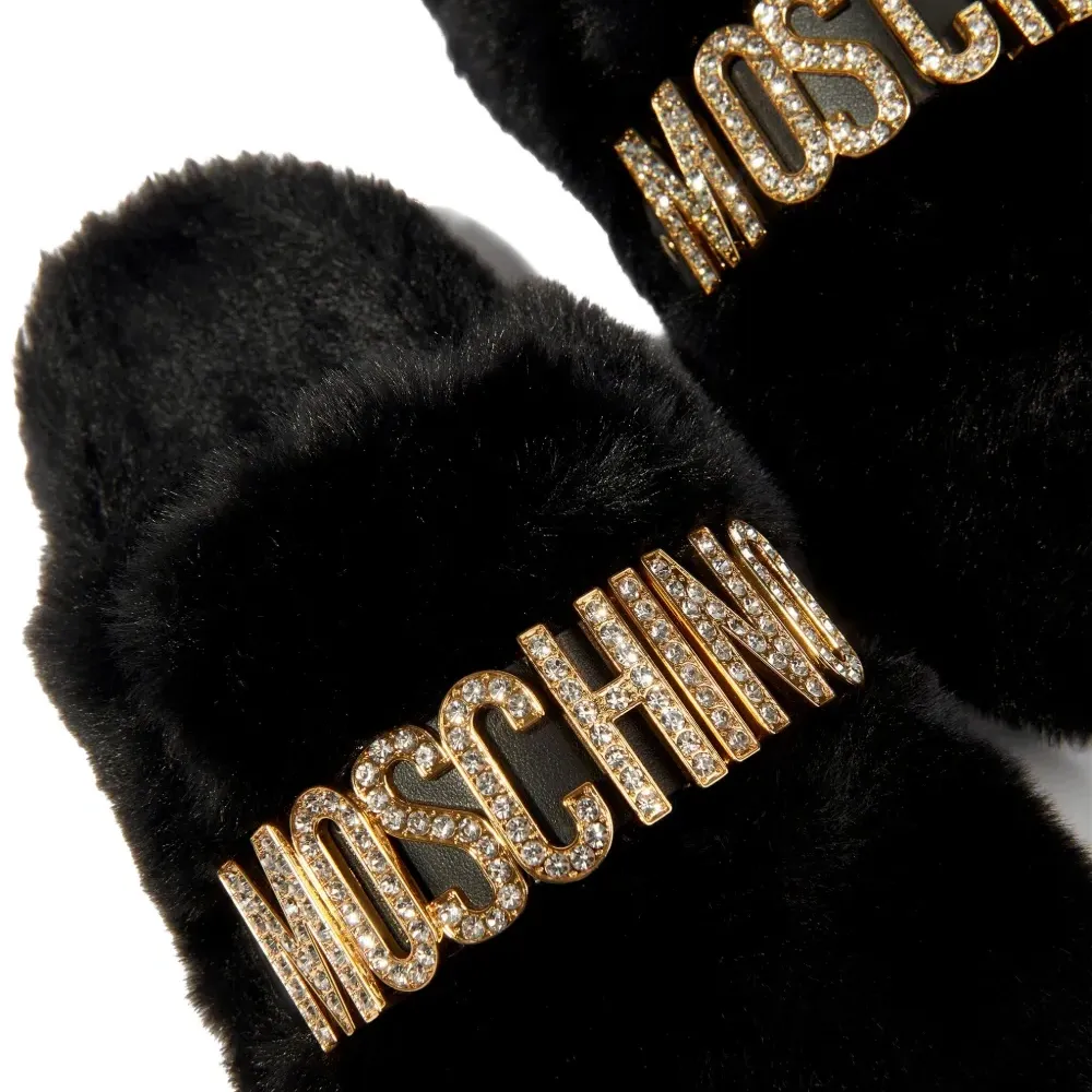 Слиперы из искусственного меха с логотипом